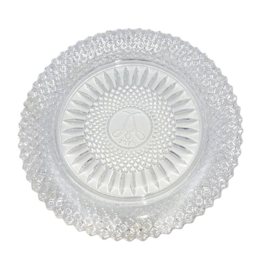 Vintage Avon Fostoria Glass Lead Crystal 92ond Anniversary Dessert Plate 1978